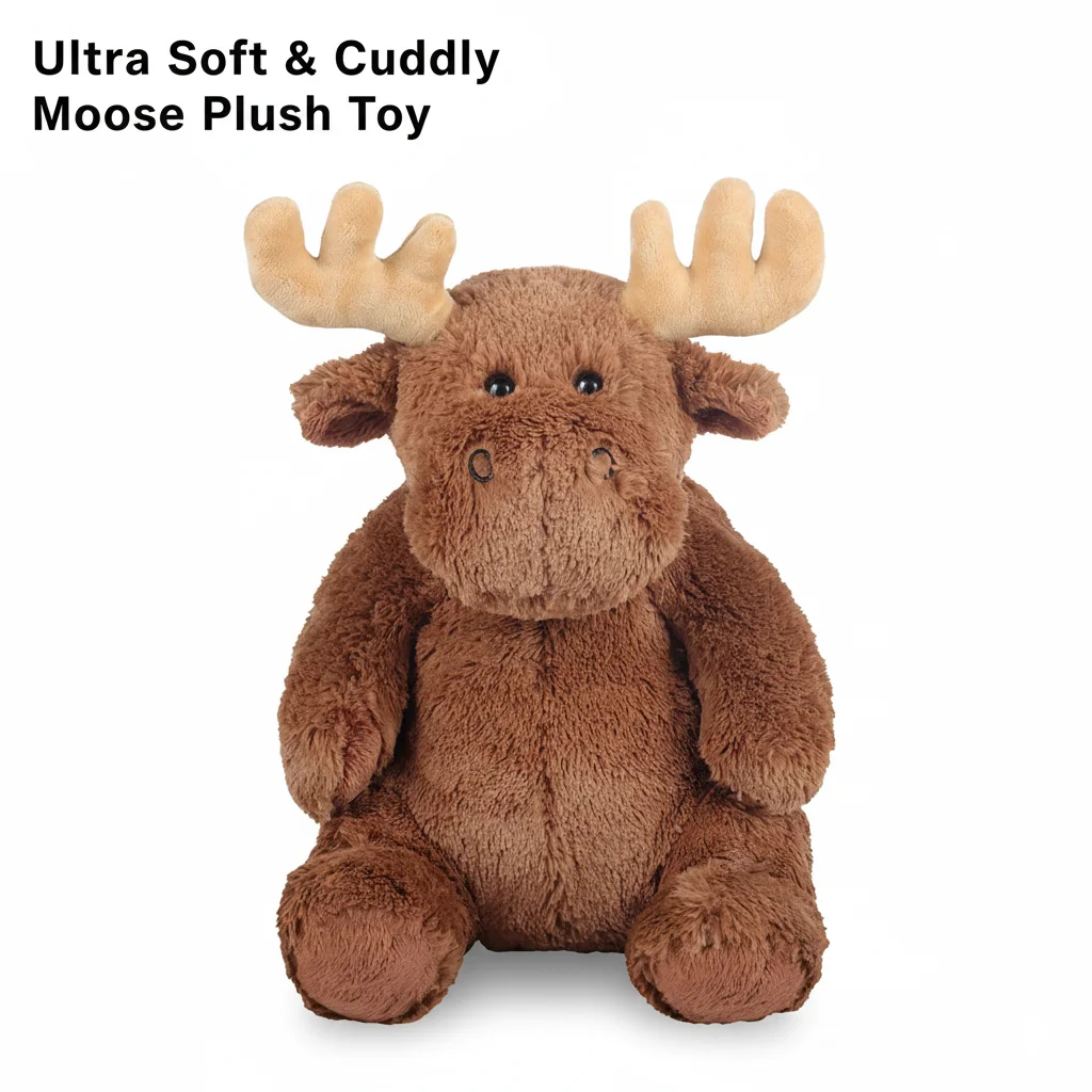 

Sitting Reindeer Plush Toy Soft Elk Stuffed Animal Doll Christmas Decoration Cute Moose For Kids Room Winter Holiday Gift