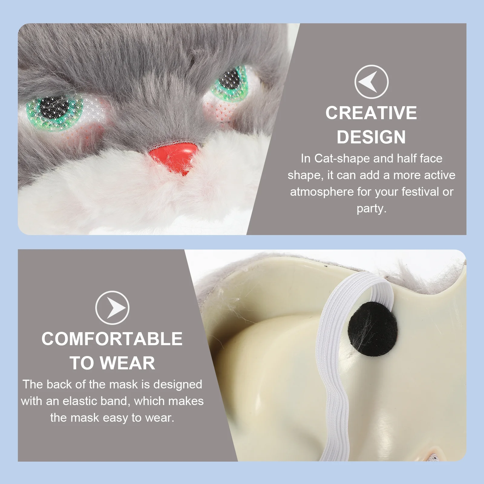 Masque de chat en peluche pour hommes, mini cosplay en PVC, accessoires de costume, masques de RhTim ade Ball Mardi Gras, décorations de tête Hpronostic Grey