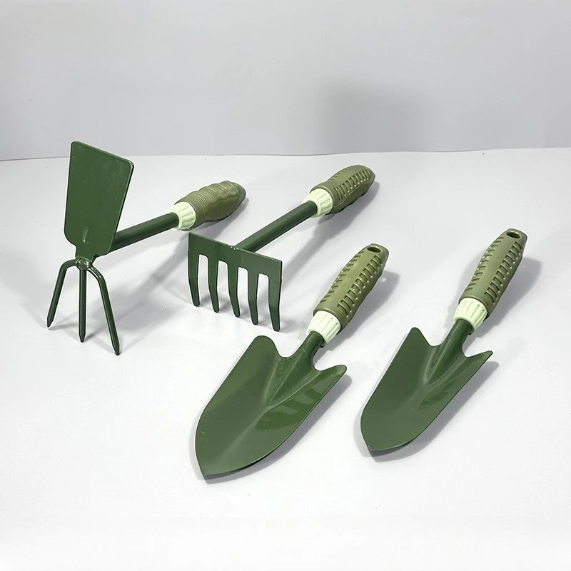 

Garden Hand Tool Set with Green Plastic Handle, Shovel & 3-Prong Rake for Potted Planting, Soil Loosening