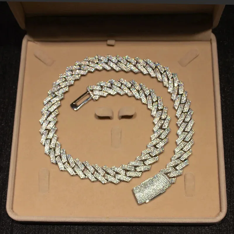 

Hugely Popular 925 Sterling Silver Iced Out 18mm Moissanite Cuban Link Chain