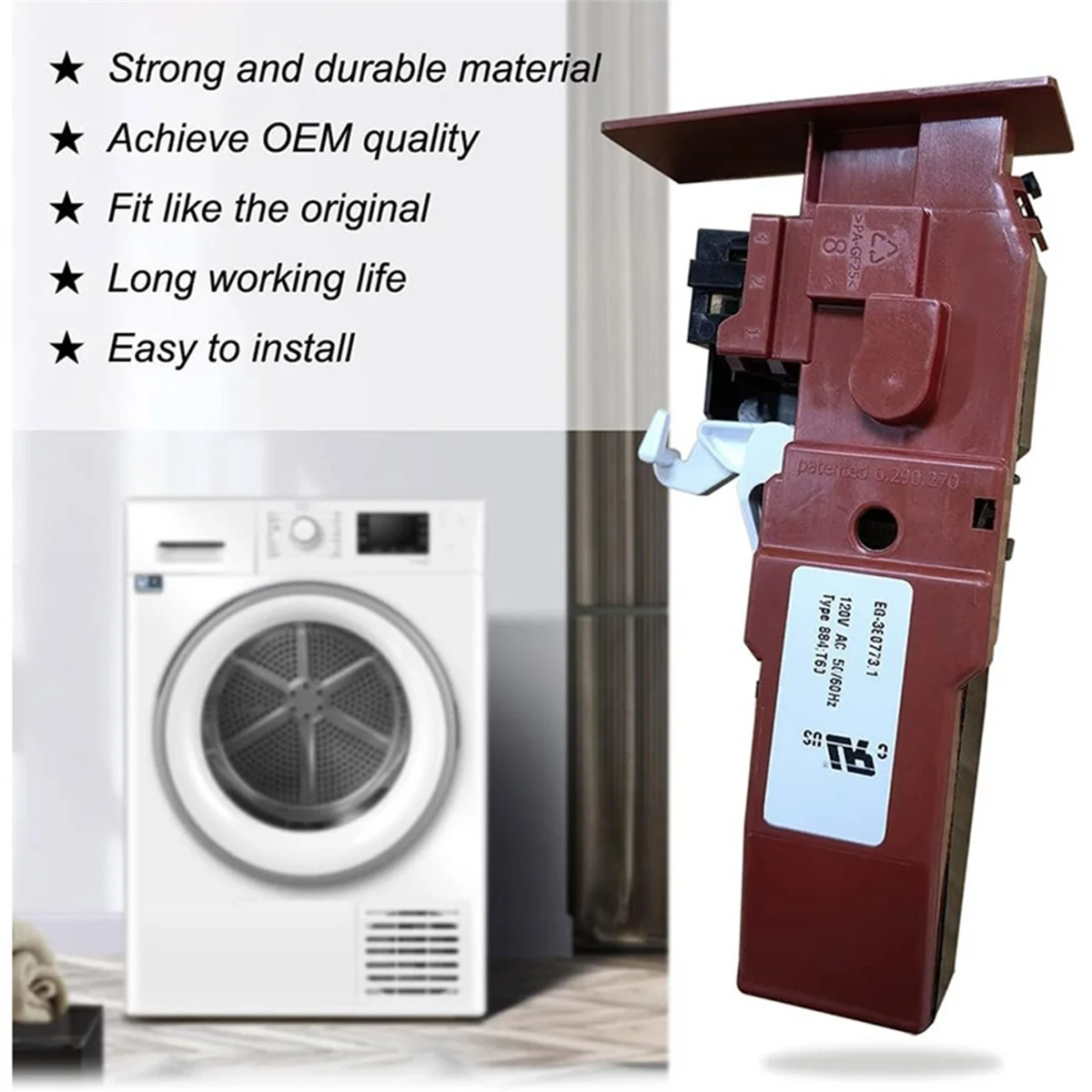 DC64-02032A for Samsung Washing Machine Electronic Door Lock Delay Switch 120V 50/60Hz Washing Machine Parts