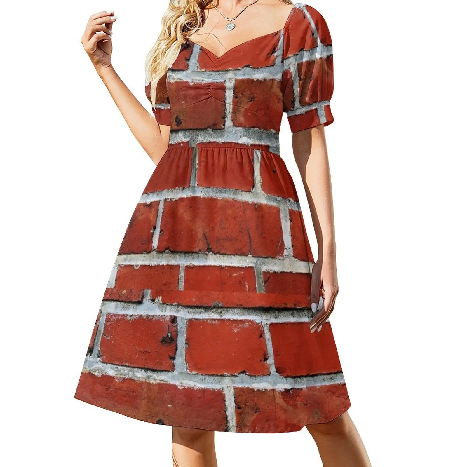 Red Brick Wall Short Sleeved Dress sensual sexy dress for women wedding dresses for woman Casual dresses Dress