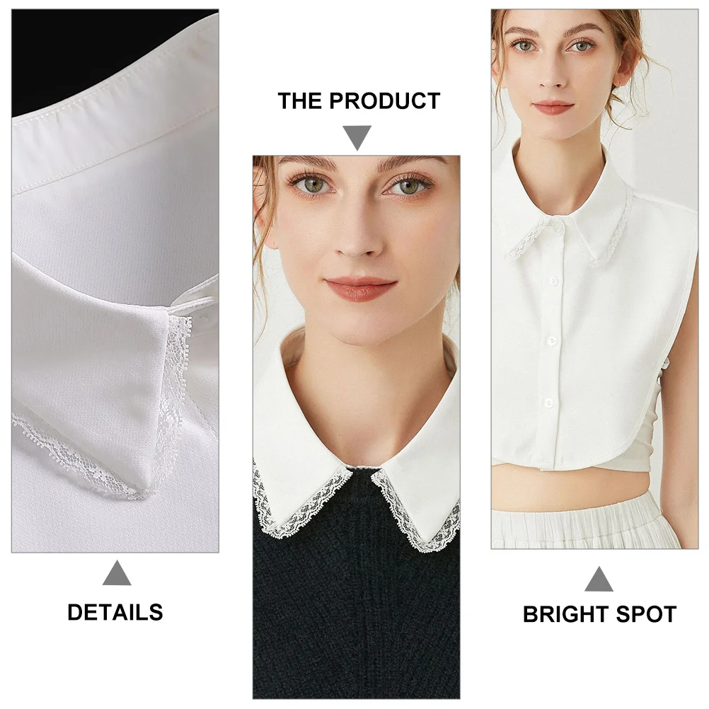 

1 pc Lace Fake Collar Chiffon Women Clothing Accessory Elegant Shirt Trim Multi-Purpose False Collar For All Seasons