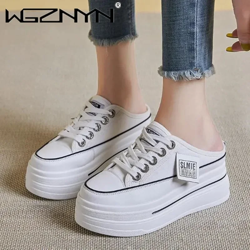 NEW Fashion Summer Sports Slippers Womens Vulcanized Shoes Flat Thick Bottom Widening Casual Breathable Sandals Slippers Middle