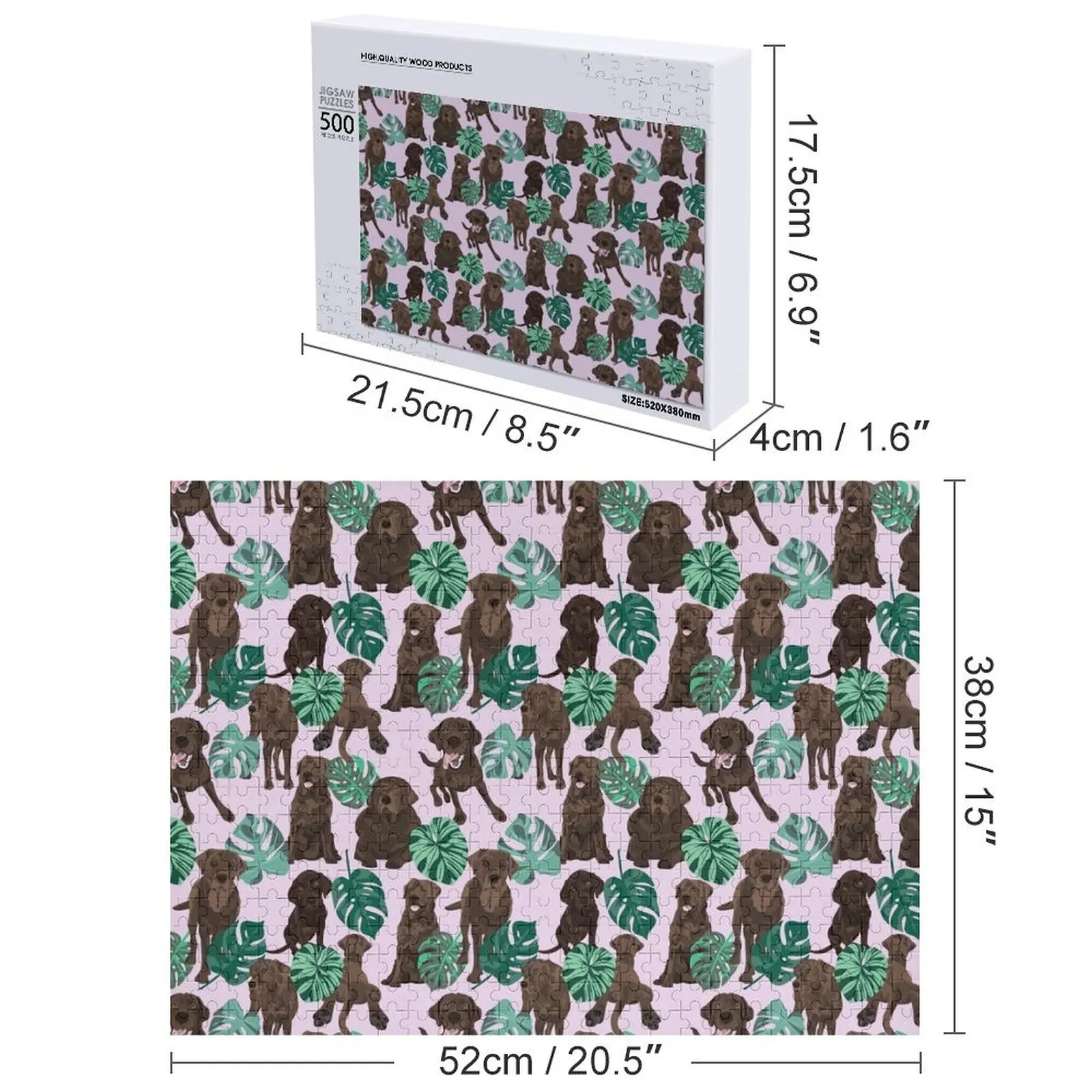 Chocolade Labrador tropische puzzel foto aangepaste houten naam gepersonaliseerde foto cadeau puzzel