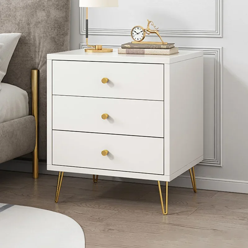 

Storage Bedroom Nightstand Modern Small Minimalist White Luxury Nightstands Bedside Wooden Narrow Tables De Nuit Furniture