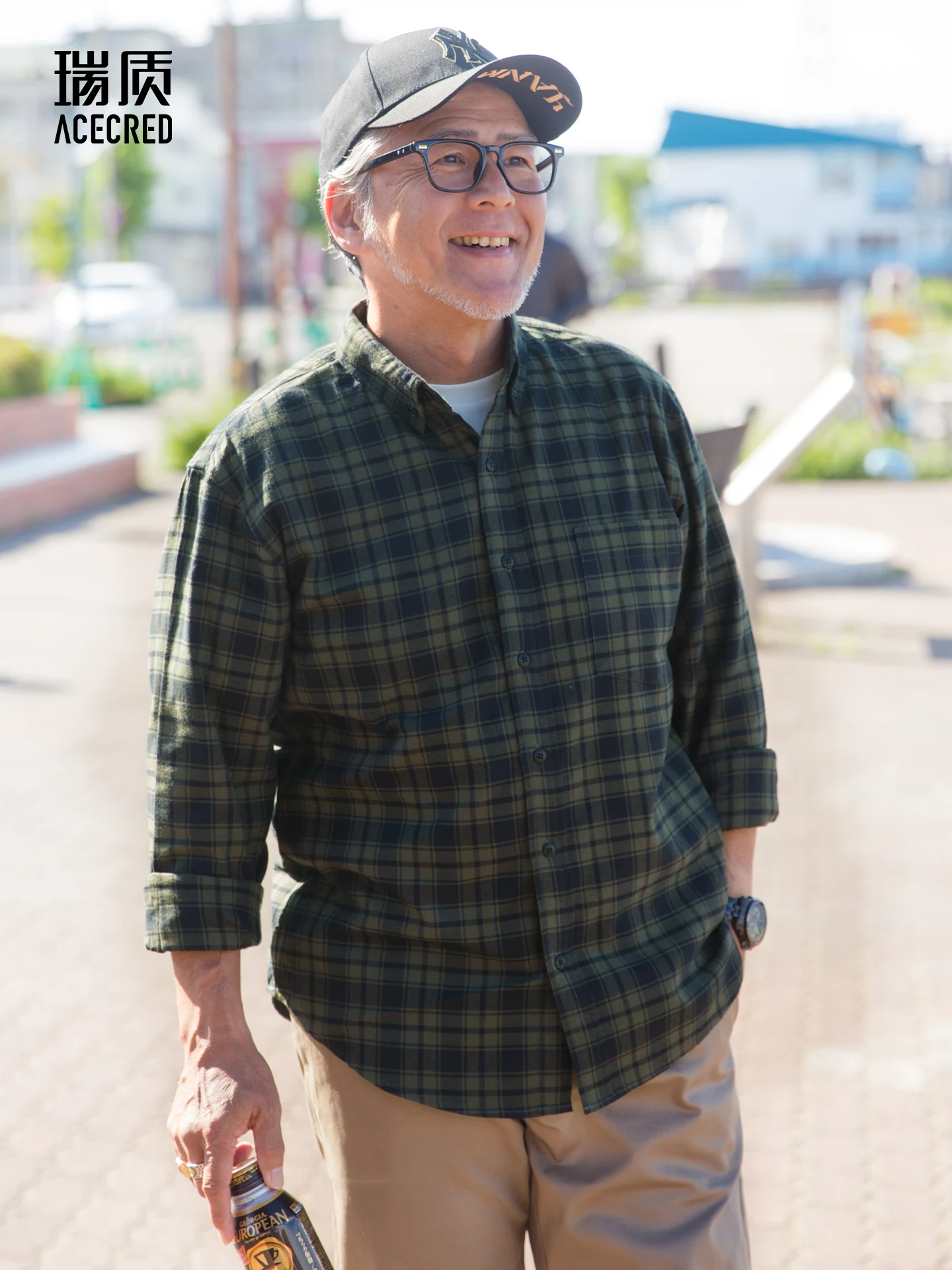 

Thick Long Sleeve Dad Shirt for Middle-Aged And Elderly Men Breathable Cotton Casual Fashion Urban Style Winter Clothing