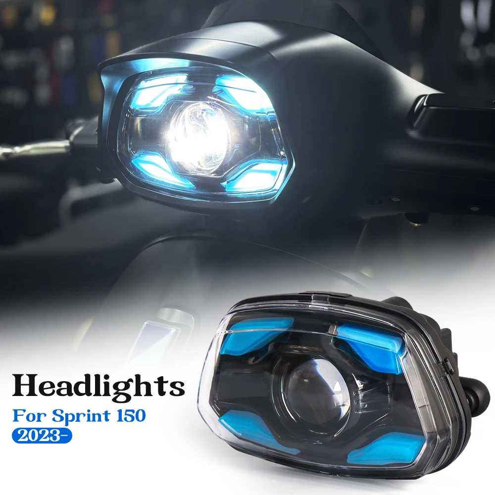 

Motorcycle LED Headlight Durable Front Head Light Accessories Blue For Vespa Sprint 150 Sprint150 SPRINT 2023 2024 2025