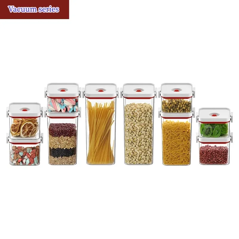 Home Food Storage Containers Set Vacuum Plastic Sealed Dry Food Containers Lids for Kitchen Pantry Organization Wine Stopper