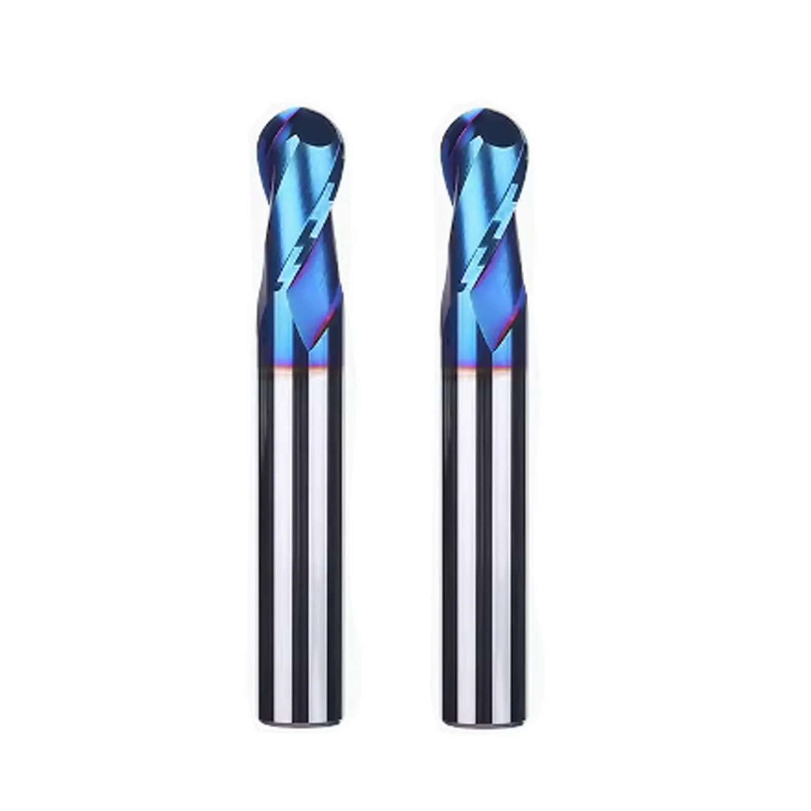 

2pcs 16mm HRC65 Tungsten steel Ball nose 2 Flutes Carbide End Mills with Nanco Blue Coating CNC Bits for Wood Plastic steel