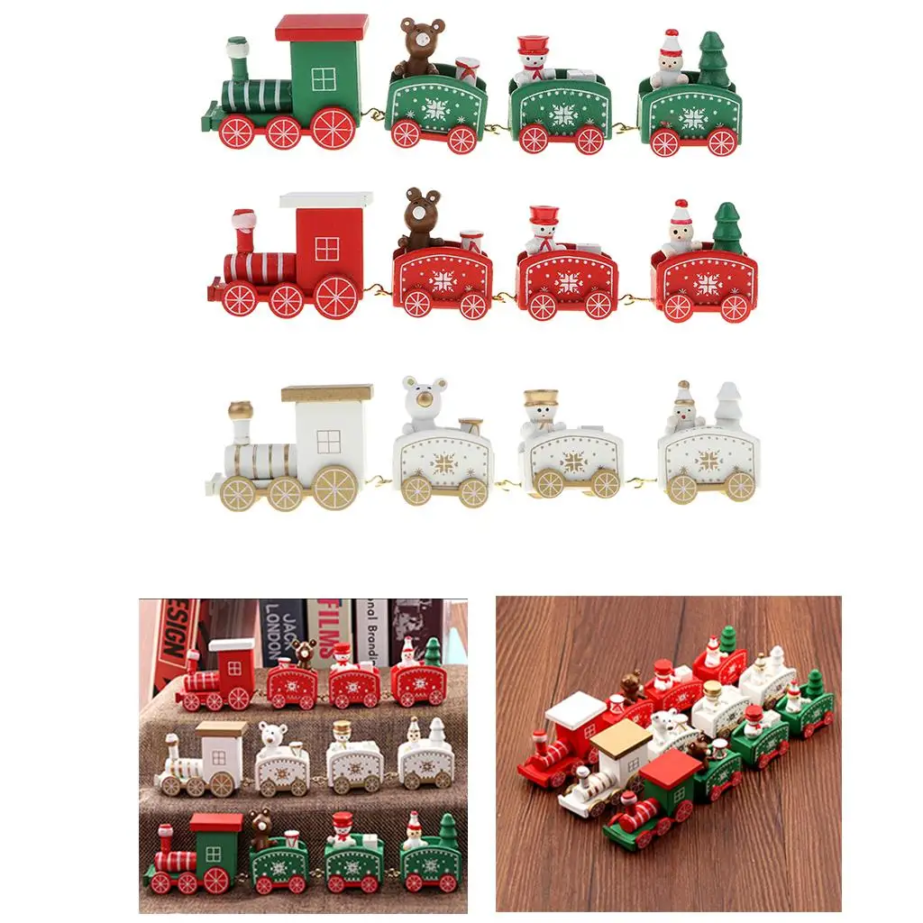 Wooden Train Ornaments Kids Gift Toy for Christmas Party Kindergarten Decoration