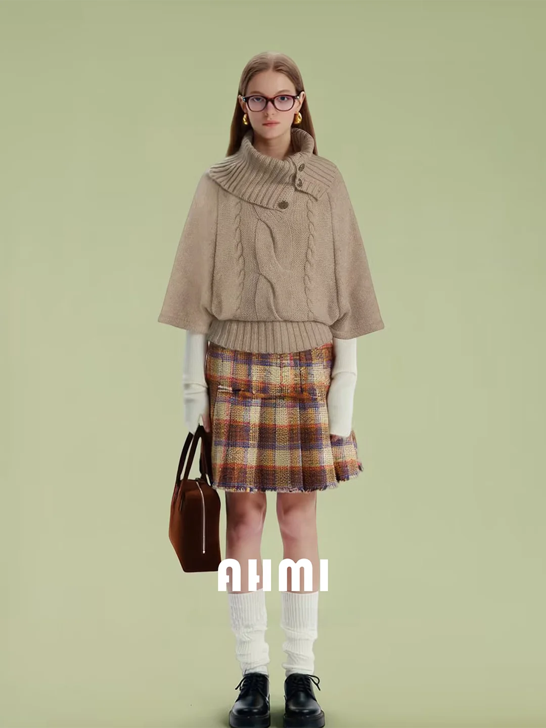 

AHMI Retro "Charming Soft Speech" Lazy Soft Knitted Sweater High Collar Autumn Winter New Sle Loose Fit Women's Knitwear