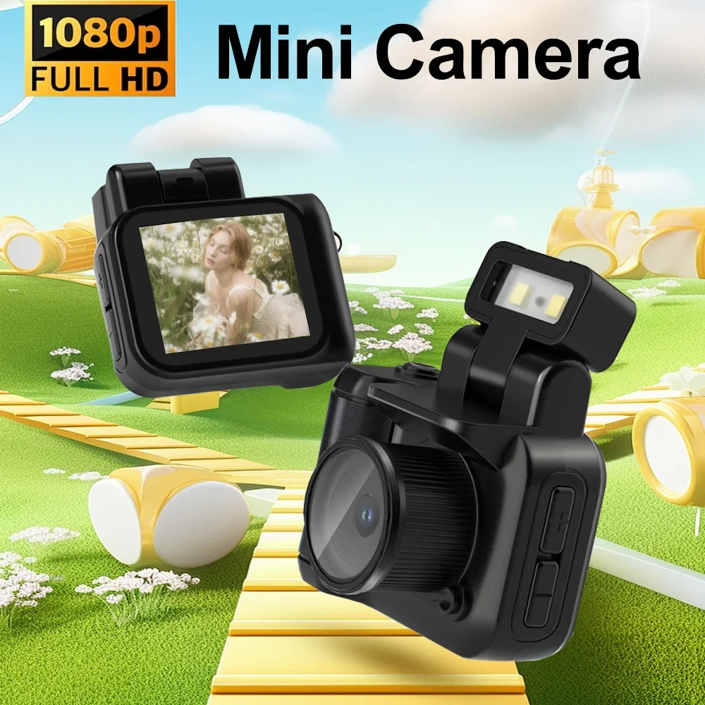 

Мини-видеокамера 1080P с ЖК-экраном, вспышкой цифровой камеры и держателем батареи, портативной карманной видеокамерой в стиле ретро