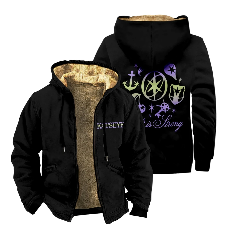 

Katseye Soft is Strong Zipper Coat Unisex Long Sleeve Hooded Winter Jacket Streetwear Parka