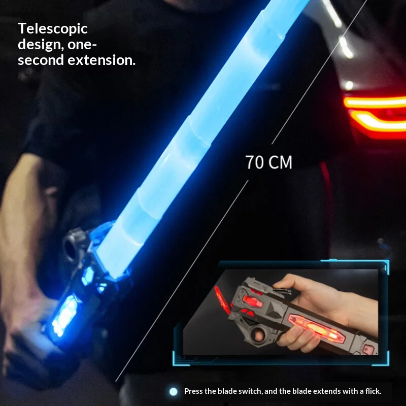 سيف ليزر رائع للأولاد - لعبة قابلة للسحب ومضيئة 2 في 1 مع 7 ألوان وامضة وعصا فلورسنت، هدية مثالية