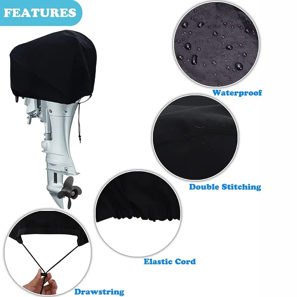 New 15-150HP Full Outboard Engine Cover Anti-scratch Sun Protection Paddle Hoist Cover 210D Oxford Cloth Motor Engine Boat Cover