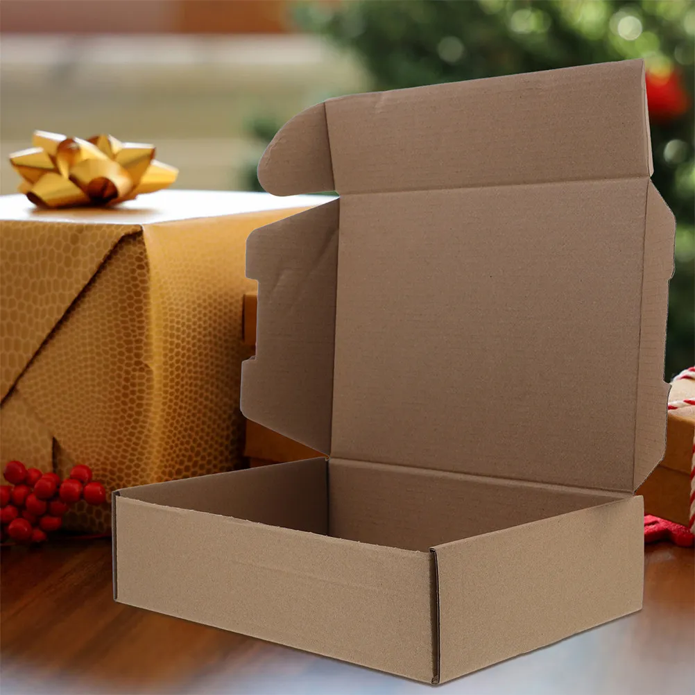 

20Pcs Space Saving Square Kraft Shipping Boxes Corrugated Cardboard Small Packing Boxes for Ecommerce Crafts Office File Storage