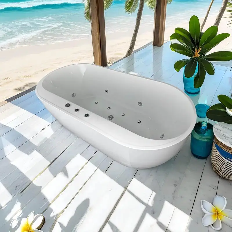 

66"x31.5" Soaking Tub with Adjustable Speed Air Blower and Control Switch, White AC-199B