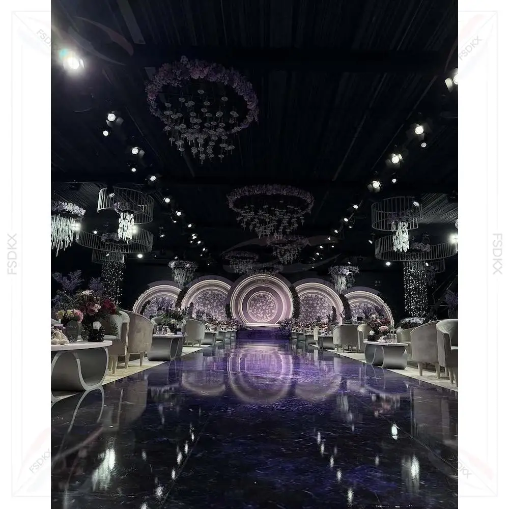 Luxury Exquisite Round Ripple Wedding Backdrop Wedding Arch Stand Pvc Backdrop Wedding Event Stage Backdrop