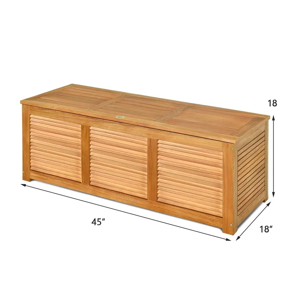 

46 Gallon Acacia Wood Deck Box, Garden Backyard Storage Bench, Outdoor Storage Container for Patio Furniture Cushions and Garde