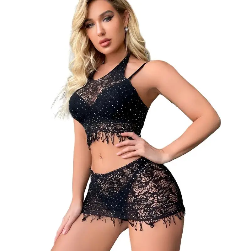 Conjunto de dos piezas de Bikini estilo Passion Pure Desire para mujer europea y americana, conjunto de ropa interior Sexy con diamantes calientes