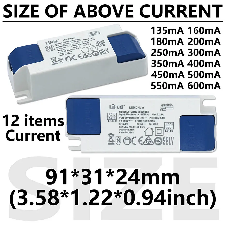 Kein Flimmern LiFud LED-Treiber DC25-42V/33-40V 135mA 200mA 300mA 600mA 700mA 900mA 1000mA 1200mA 1300mA 1400mA 1500mA Netzteil – Detail 1