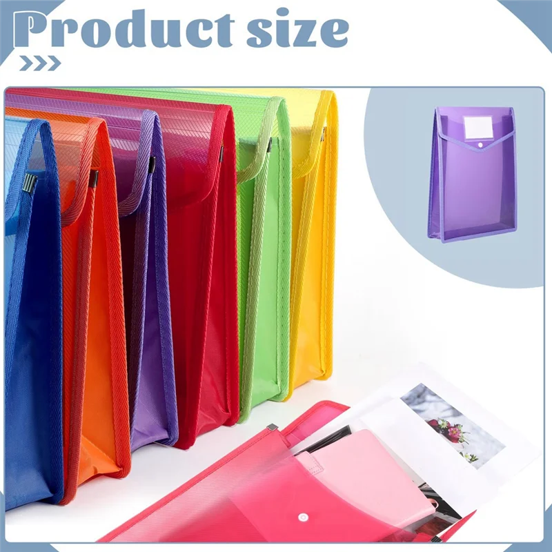 Practical-6 Pcs A4 Plastic Wallets Folders Popper Wallet Document Pockets With Button Closure Card Slot