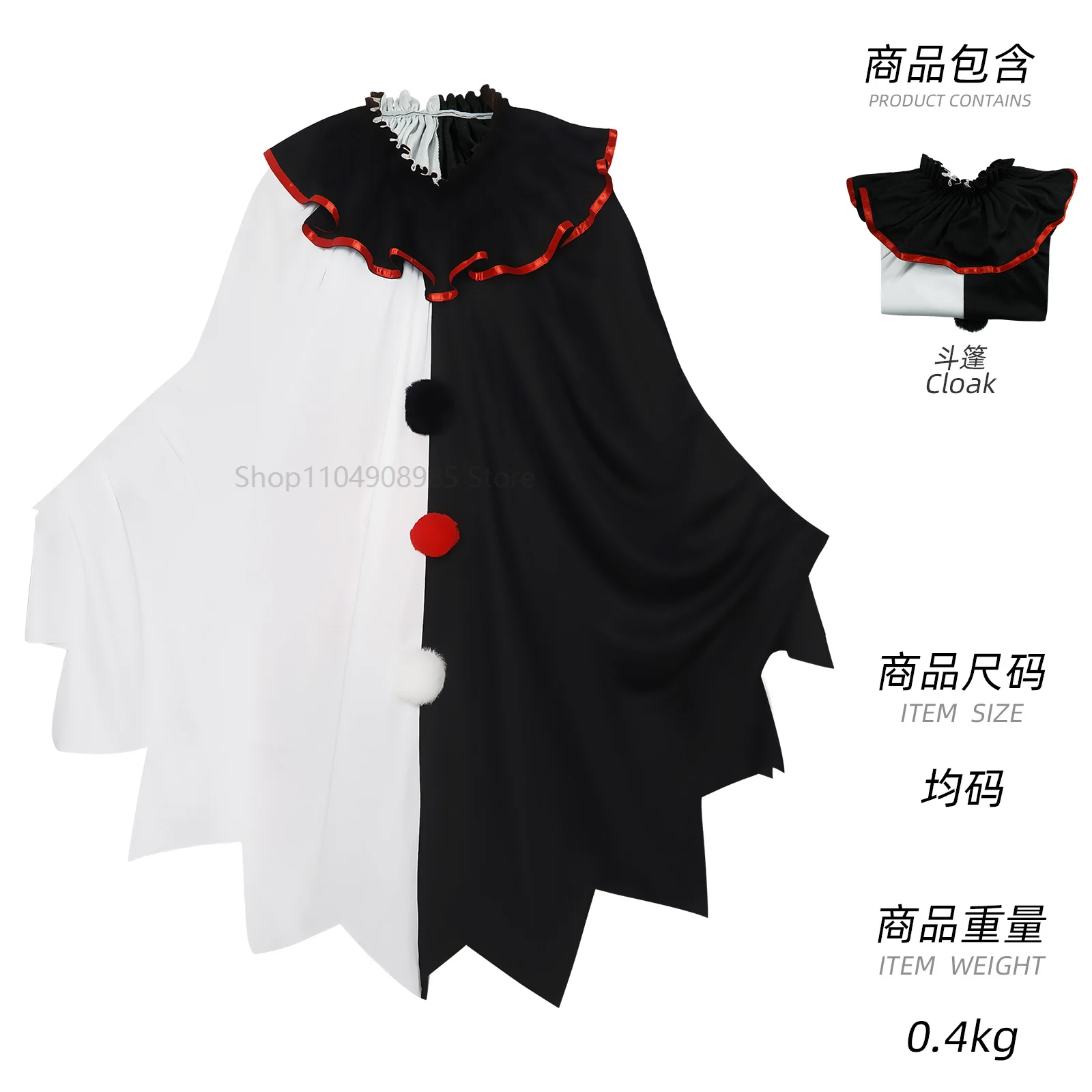 

Scary Clown Costume Halloween Costume Black And White Cape Masquerade Party Adult Cosplay Costume Halloween Party Woman Man