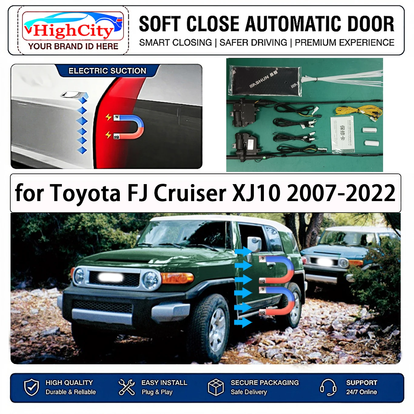 for Toyota FJ Cruiser XJ10 2007-2022 OEM Electric Suction Soft Close Door Kit Smart Anti Pinch Auto Cinch Latch System No Slam