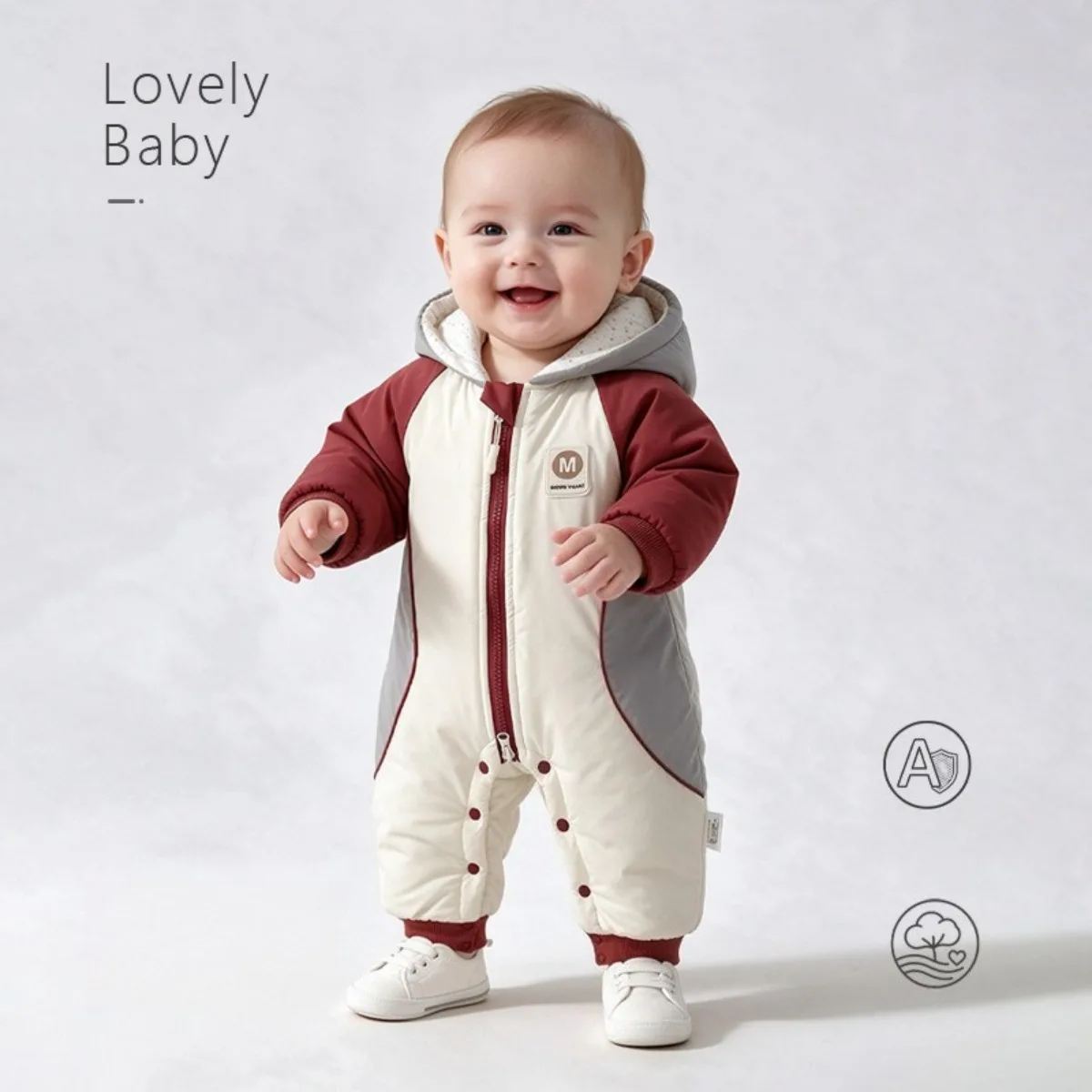 Winter Baby Romper Thick Warm Jumpsuit Newborn Infant Hooded Snowsuit Dual Zipper Cotton Padded Outerwear Clothes Unisex 0-18M