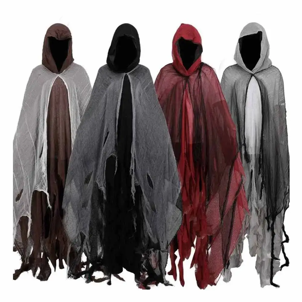 Horror Zombie Tattered Hooded Cape
