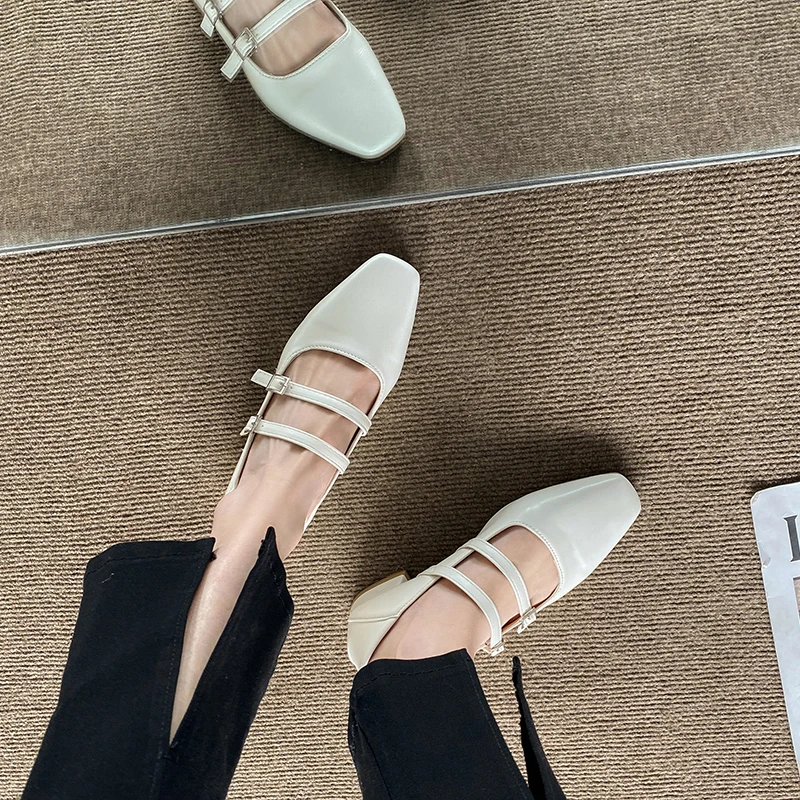 ماري جين أحذية للنساء ربيع جديد الضحلة كعب سميك حذا فردي للسيدات لينة ومريحة أحذية الزفاف الباليه Zapatos Mujer