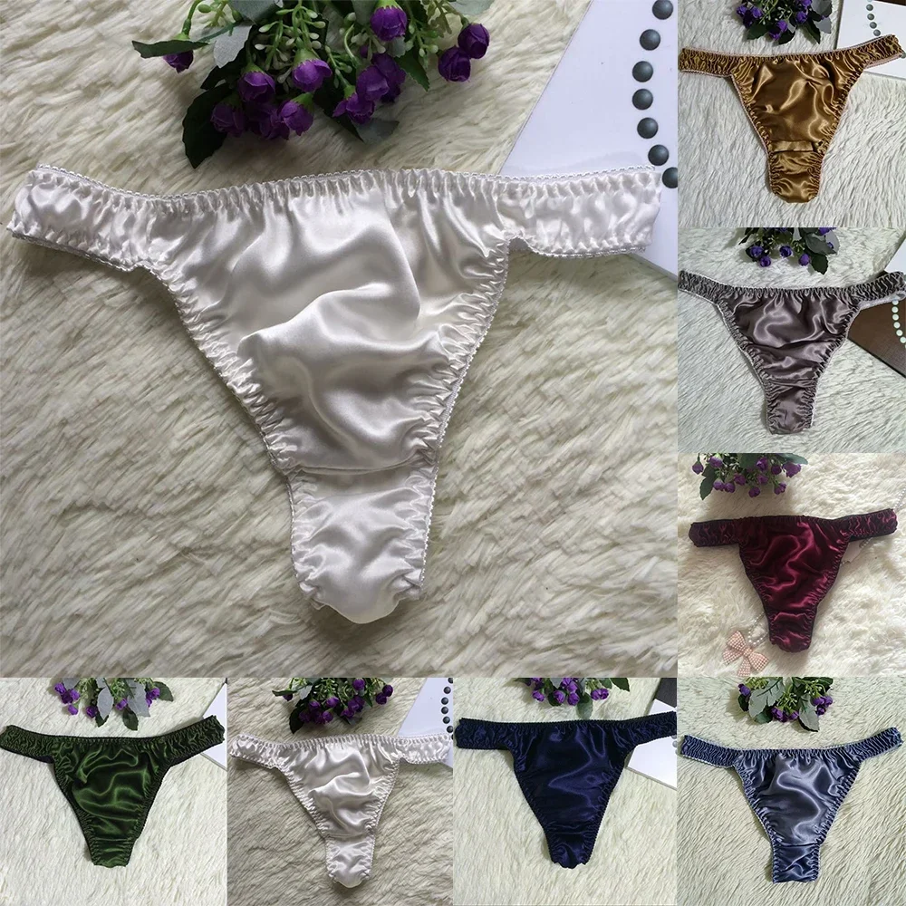 Men Sexy Silk Sexy Soft Briefs Thong Panties Solid Color Lingerie Comfortable Underwear Breathable Underpants Low Rise Knickers - Image 6
