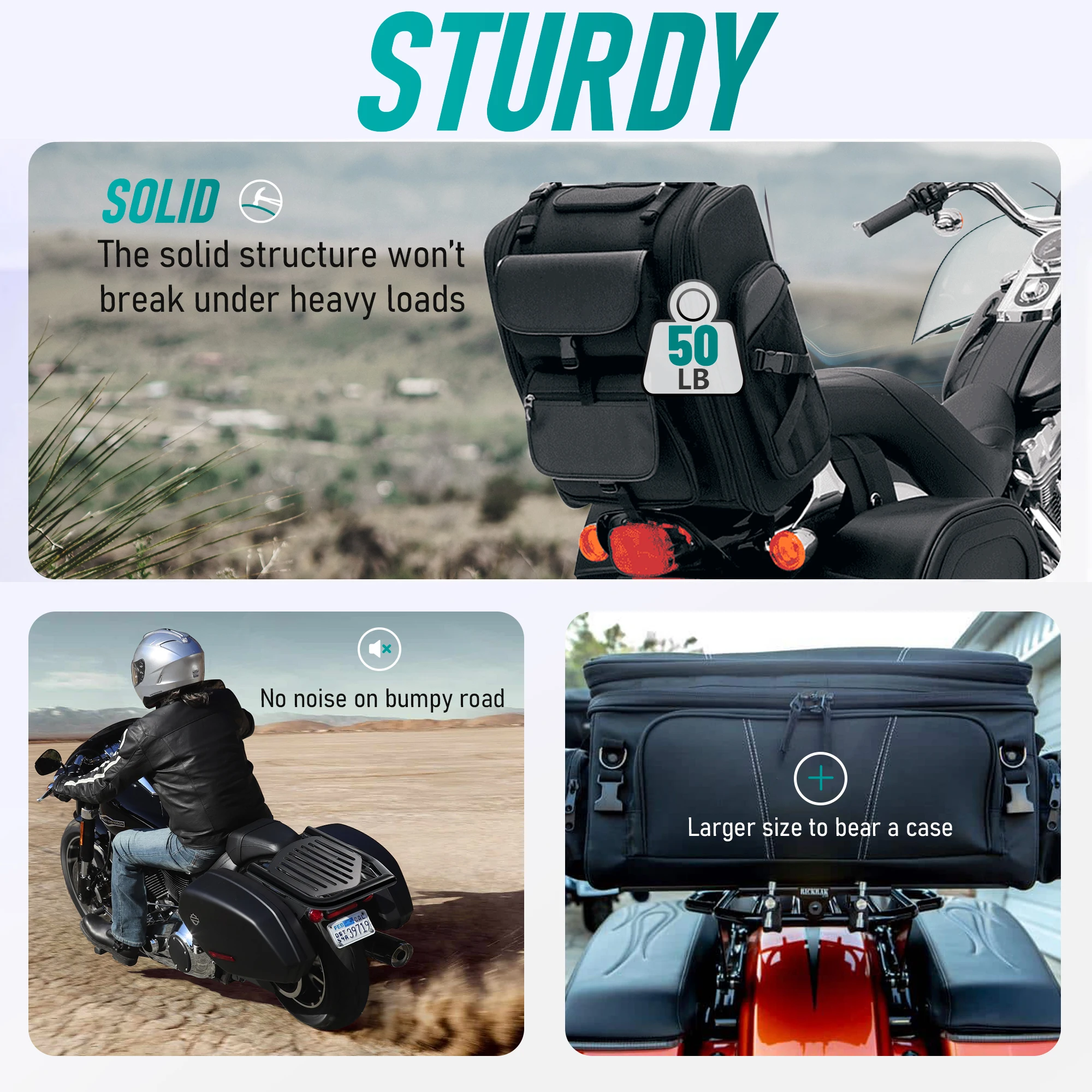 Touring-Gepäckträger, Halterung für hintere Haltegriffe für Harley 2009–Up Road Glide Road King Street Glide Electra Glide, Schwarz/Chrom