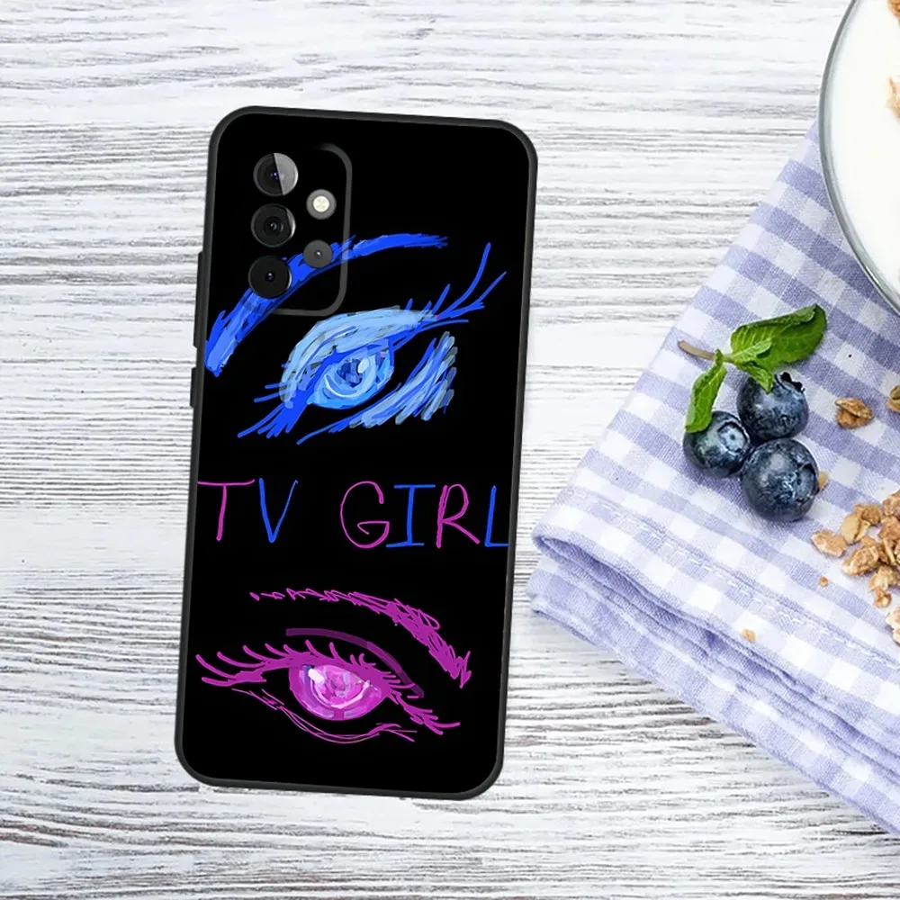 حار الفرقة T-TV فتاة الهاتف حقيبة لهاتف سامسونج غالاكسي A13 ، A21s ، A22 ، A31 ، A32 ، A52 ، A53 ، A71 ، A80 ، A91 غطاء الهاتف الأسود الناعم