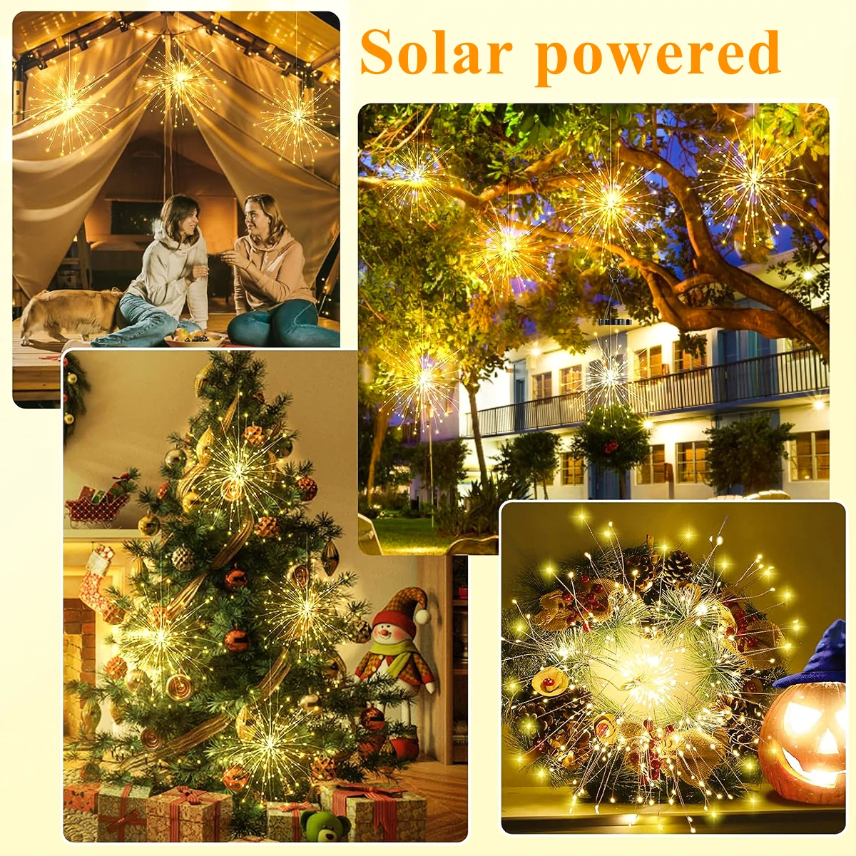 Solar-Feuerwerkslichter für den Außenbereich – 90/150/200 LEDs, 8 Modi, Kupferdraht-Hängelichterkette für Hof, Terrasse, Zelt, Party, Weihnachten – Detail 13