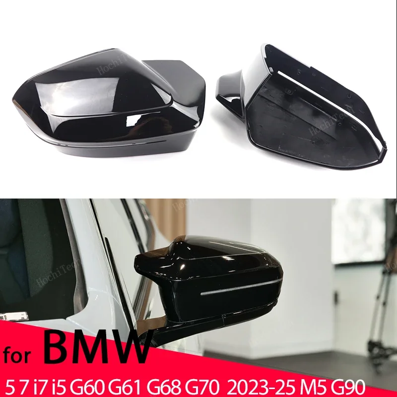 

Glossy Black Rearview Exterior Side Mirror Caps for BMW 5 7 I5 I7 Series G60 G61 G68 G70 M5 G90 Left Hand Drive 2023-up