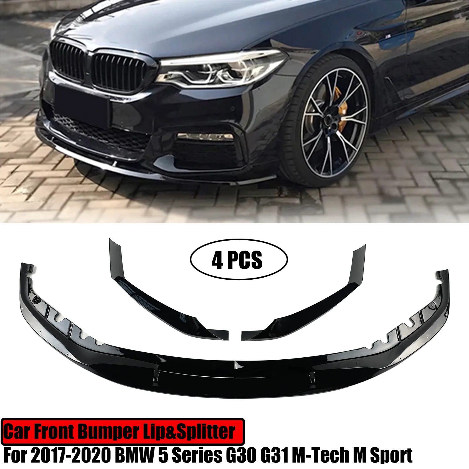 

Car Front Bumper Lip For BMW 5 Series G30 G31 M-Tech M Sport 2017-2020 4PCS Spoiler Lower Air Vent Corner Side Splitter Cover