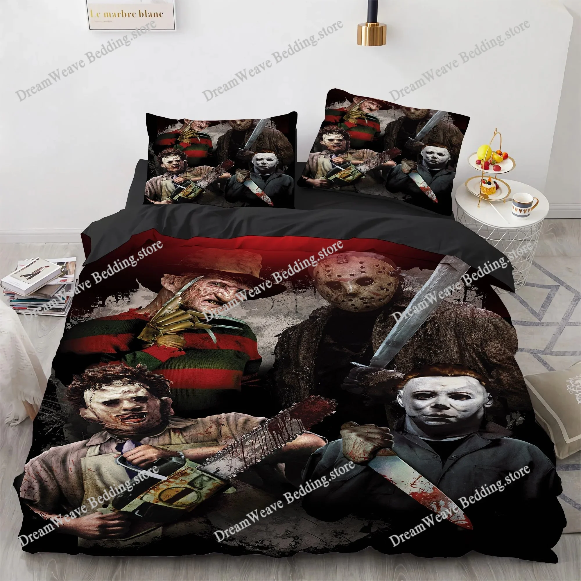 

Terror Design Bedding Sets Bedroom Decorative Duvet Covet Set Bedspread Cover with Pillow Shams Microfiber Quilt Cover Horror