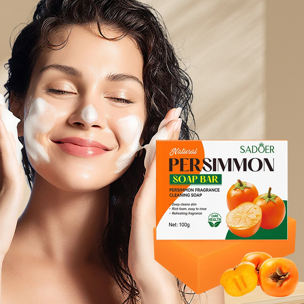 

200g Persimmon Hand Made Soap Bar Deep Cleansing Moisturizing Smooth Skin Body Care Face Wash Natural Exfoliating Whitening Soap
