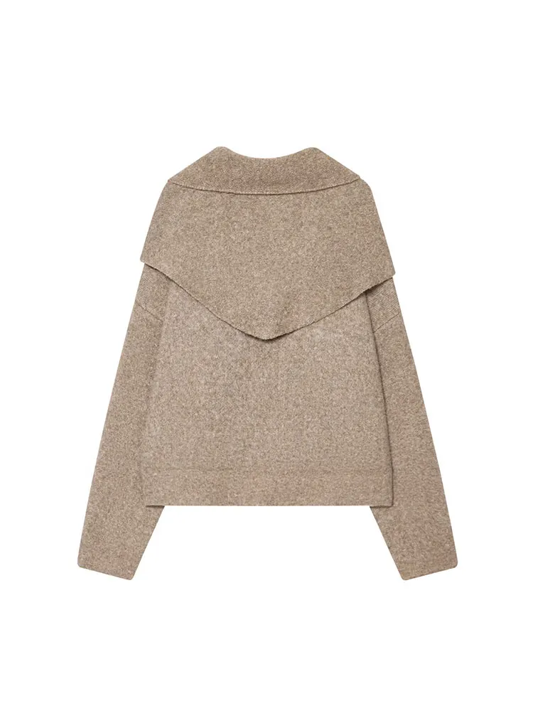 NLZGMSJ Classic Women With Scarf Sweaters Autumn Long Sleeve O Neck Elastic Loose Pullovers Female Knitted Casual Jumper Basic