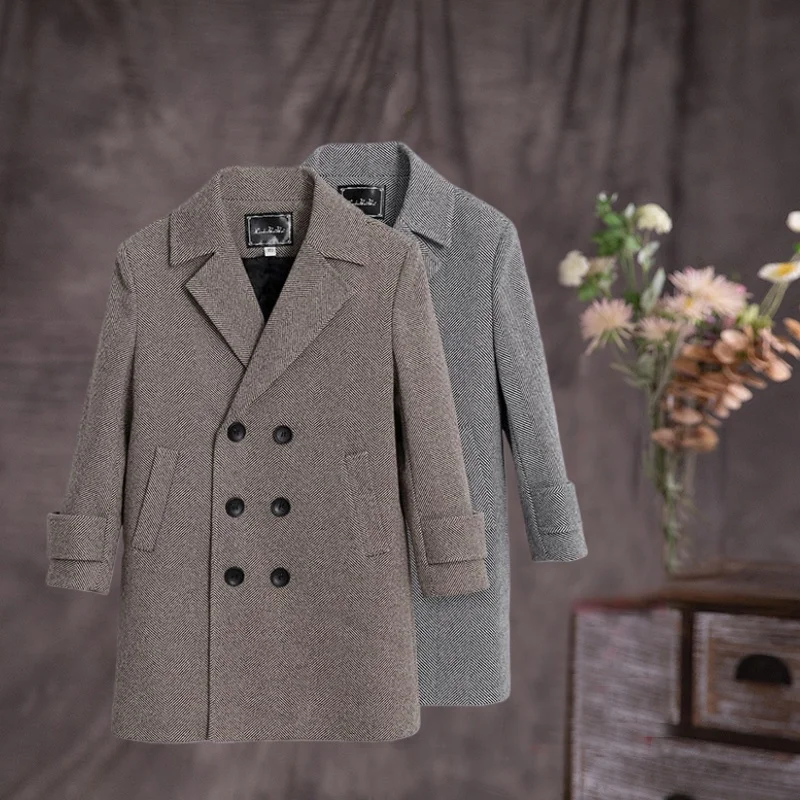 

Детское шерстяное пальто для фотосъемки, детская ветрозащитная уличная куртка, От 2 до 15 лет, рождественское зимнее толстое теплое шерстяное пальто для мальчиков и девочек, пальто для подростков