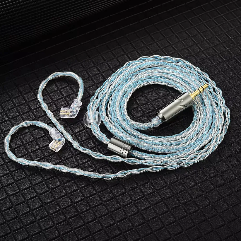 

8-Strand QKZ T1 Headphone Cord Silver Plated 0.75MM 2Pin KZ Earphone Cable 200 Core TC Upgrade Cord KZ Wired Headphones
