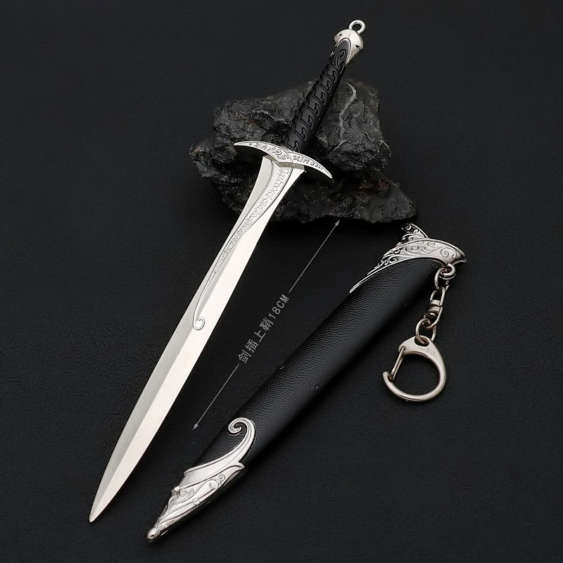 Le Seigneur des Anneaux Réplique de la Dague Dard - 18cm (7,08 pouces) Alliage de Zinc - Lame Non Aiguisée avec Fourreau - Idéal pour les Fans de LOTR, Accessoire pour Figurines