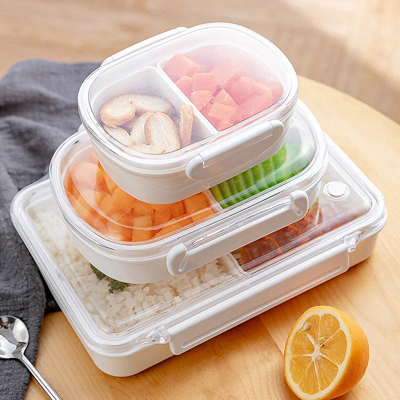 Single Layer Lunch Box Portable Separate Vegetable Meat Fruit Compartment Leakproof Food Container Microwave Oven