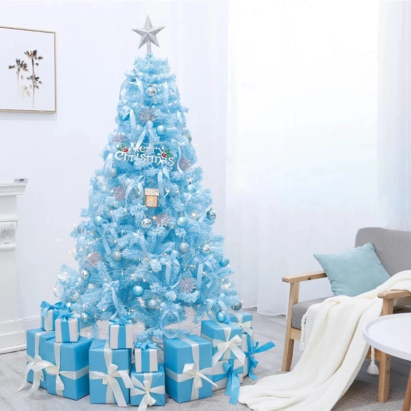 Flocking White Snow Blue Encryption PVC Christmas Tree High Quality Craft Festival Party Ornament Home Decoration Accessories