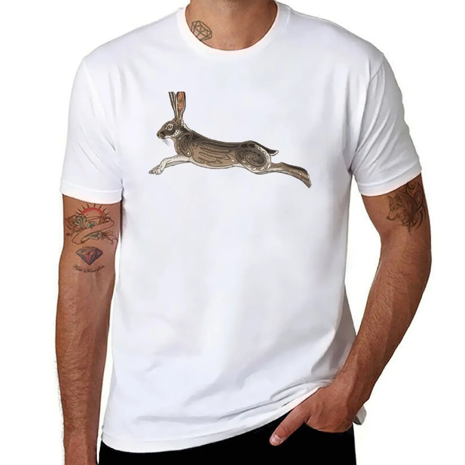 

Jackrabbit - Tan Background T-Shirt cotton t shirts man 100% t shirt for man T-Shirt