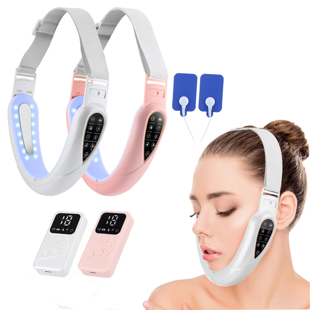 

TENS V Face Lifting Device LED Photon Skin Rejuvenation Facial Slimming Tightening Lifter Massager Pulse Patch Remote Control