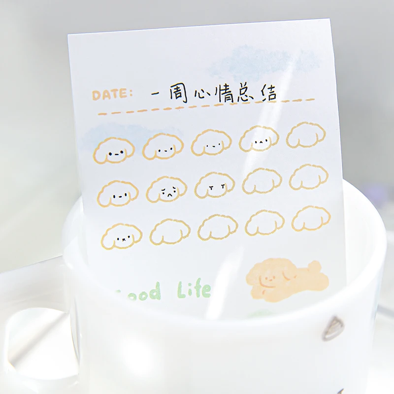 50Pcs Cute Puppy Everyday Memo Pad messaggio note decorazione di carta Scrapbooking materiale fai da te carta blocco note cancelleria