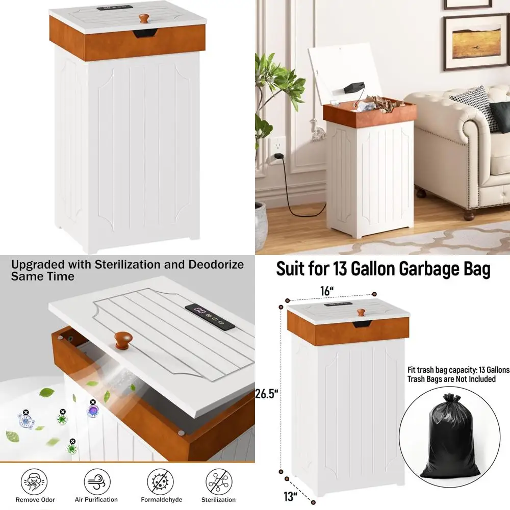 

Прочный 13-галлонный кухонный мусорный бак с дезодоратором, устойчивый к собакам дизайн, деревянный контейнер для вторичной переработки для экологически чистой жизни